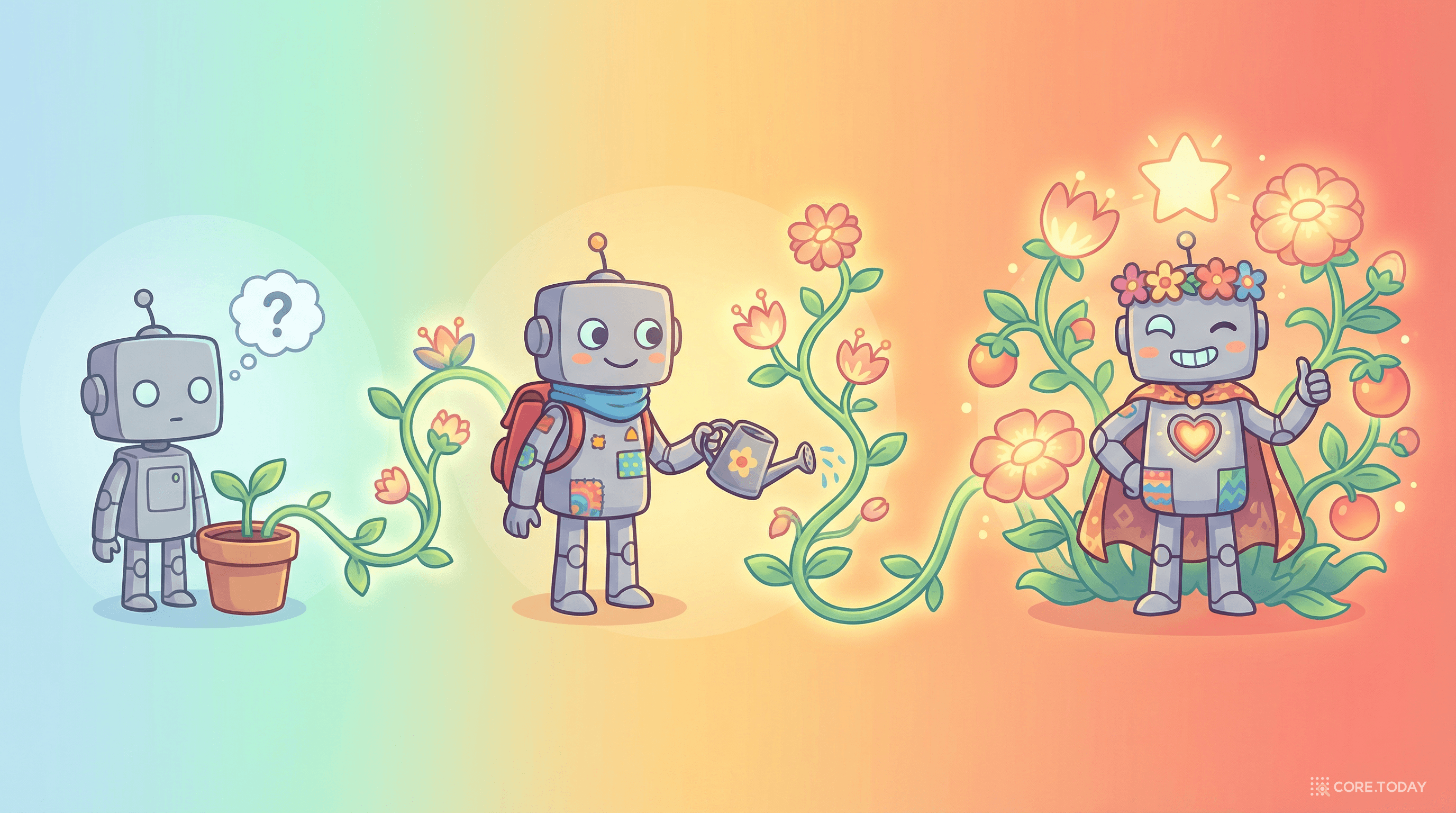 사용자와 상호작용하면서 점점 성장하고 개성을 갖추는 AI 로봇의 진화 과정