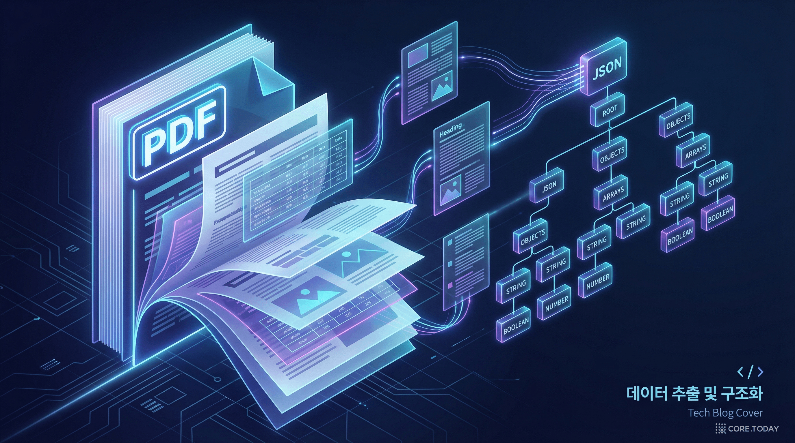 PDF 문서가 구조화된 데이터로 변환되는 모습 — OpenDataLoader의 핵심 컨셉