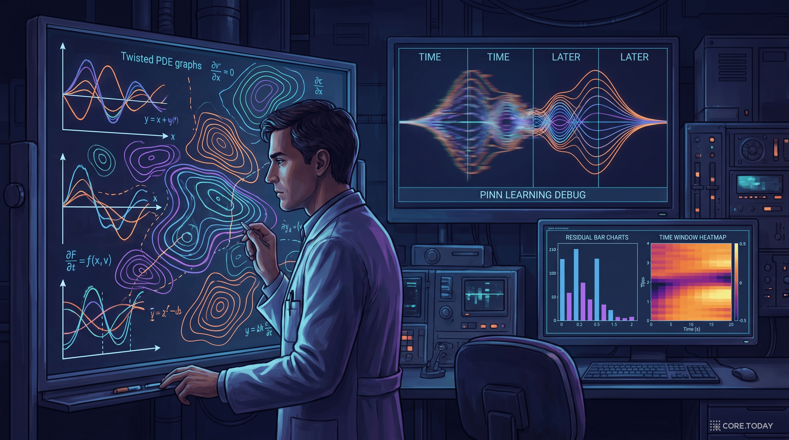 시간축 앞부분이 무너지는데도 뒤쪽이 먼저 맞아 보이는 PINN의 역설