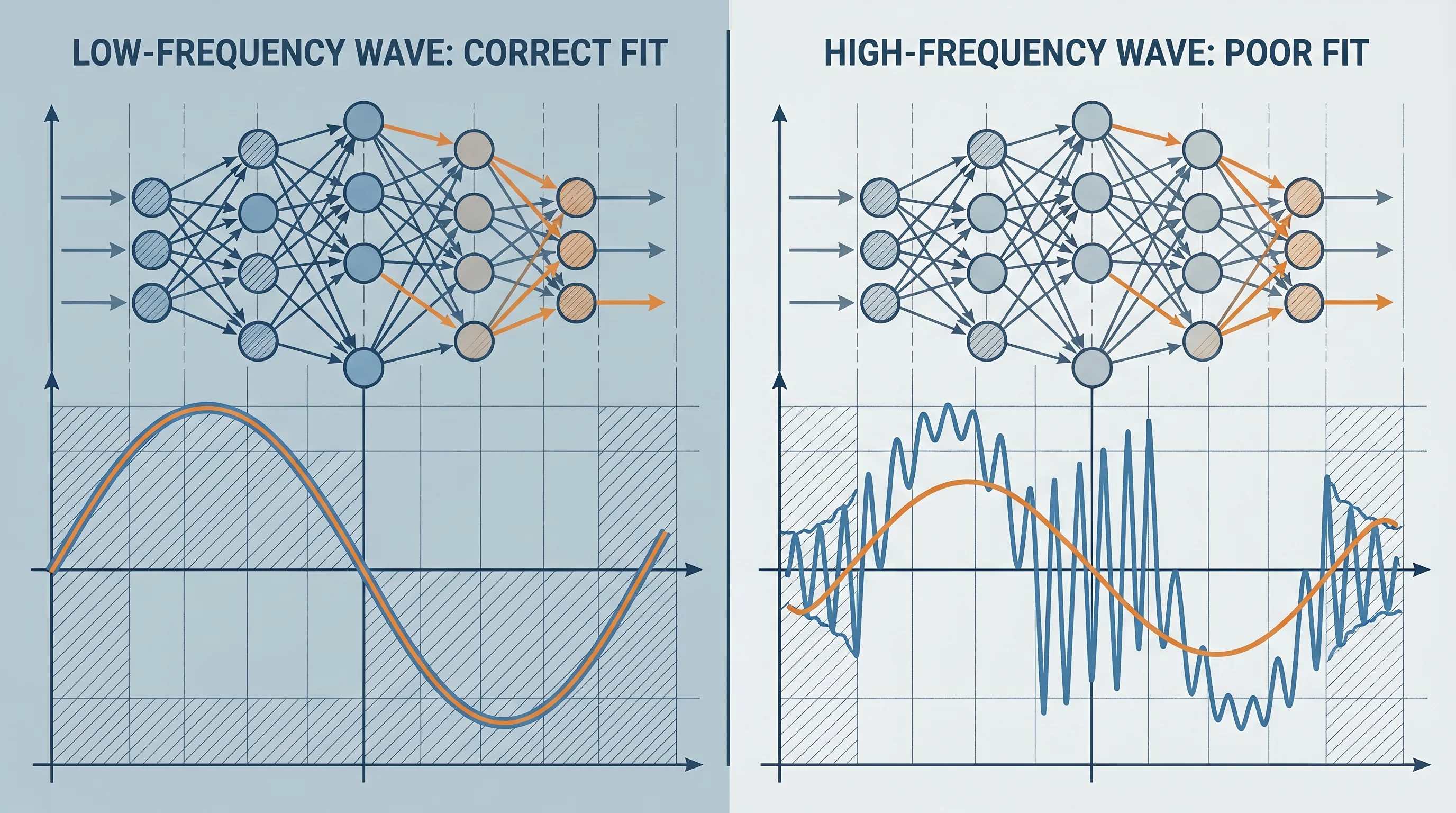 저주파는 잡고 고주파는 놓치는 PINN의 전형적 실패