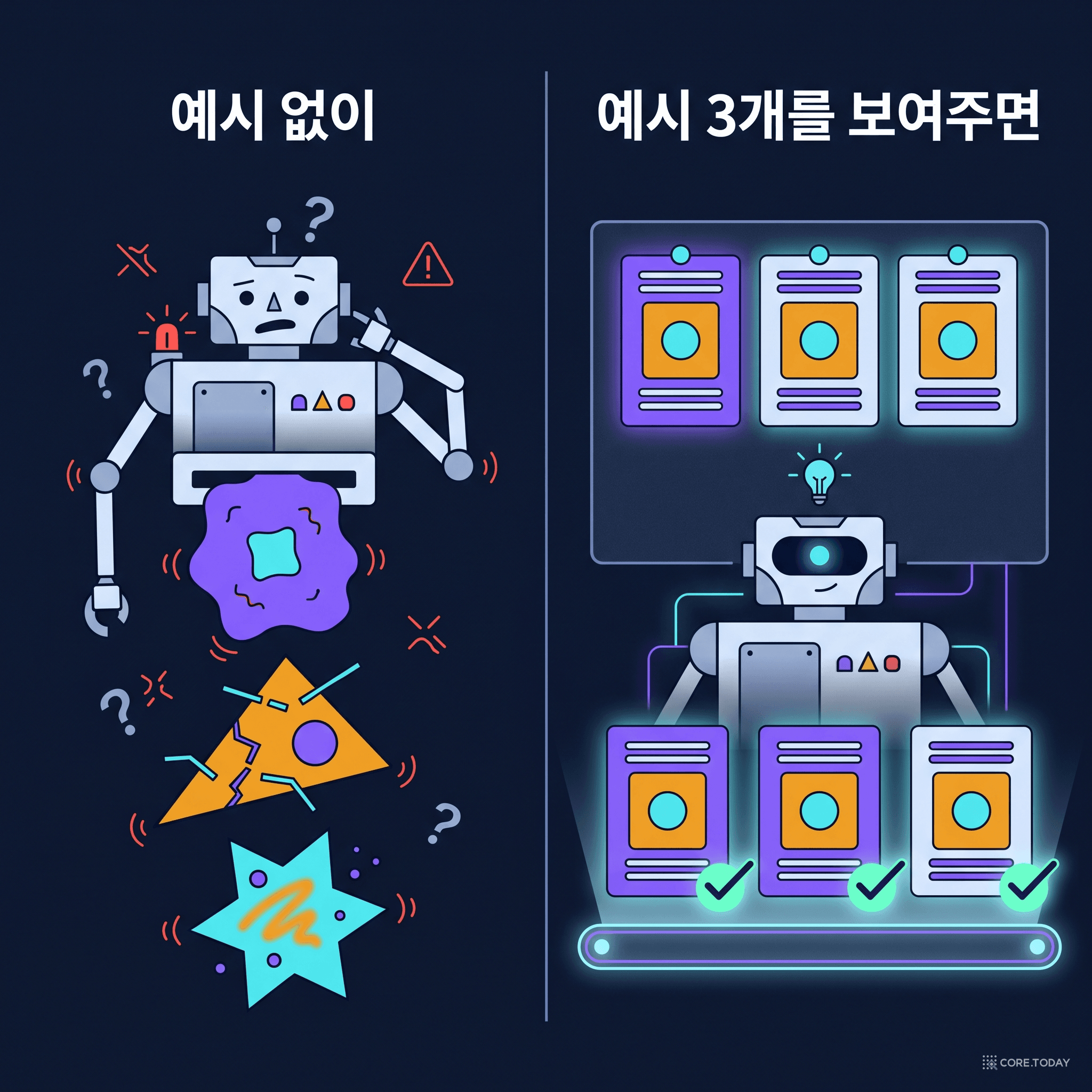 예시 없이 vs 예시 3개를 보여주면