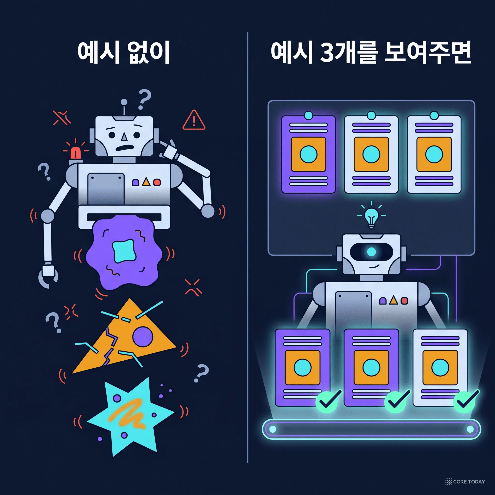 예시 없이 vs 예시 3개를 보여주면