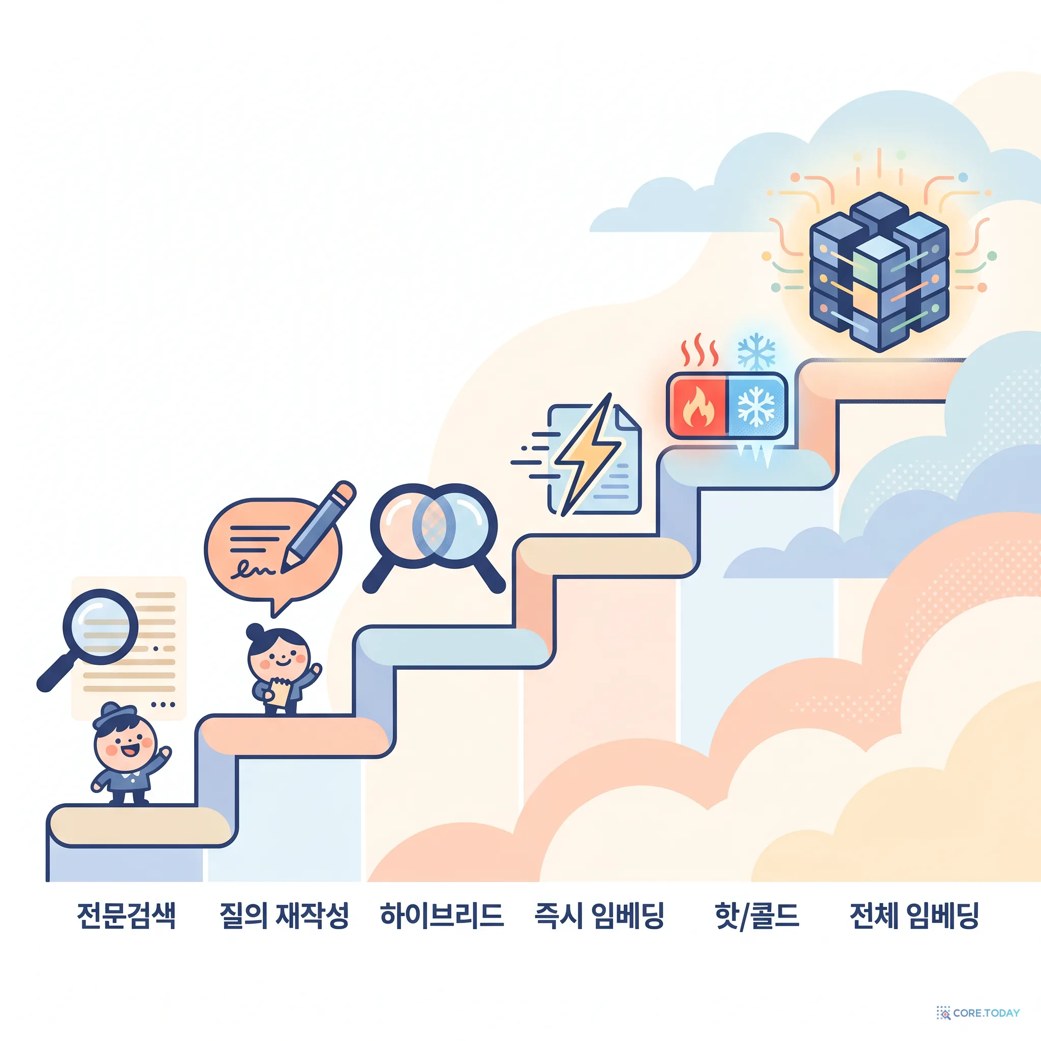 RAG 6단계 계단 — 전문검색부터 전체 임베딩까지