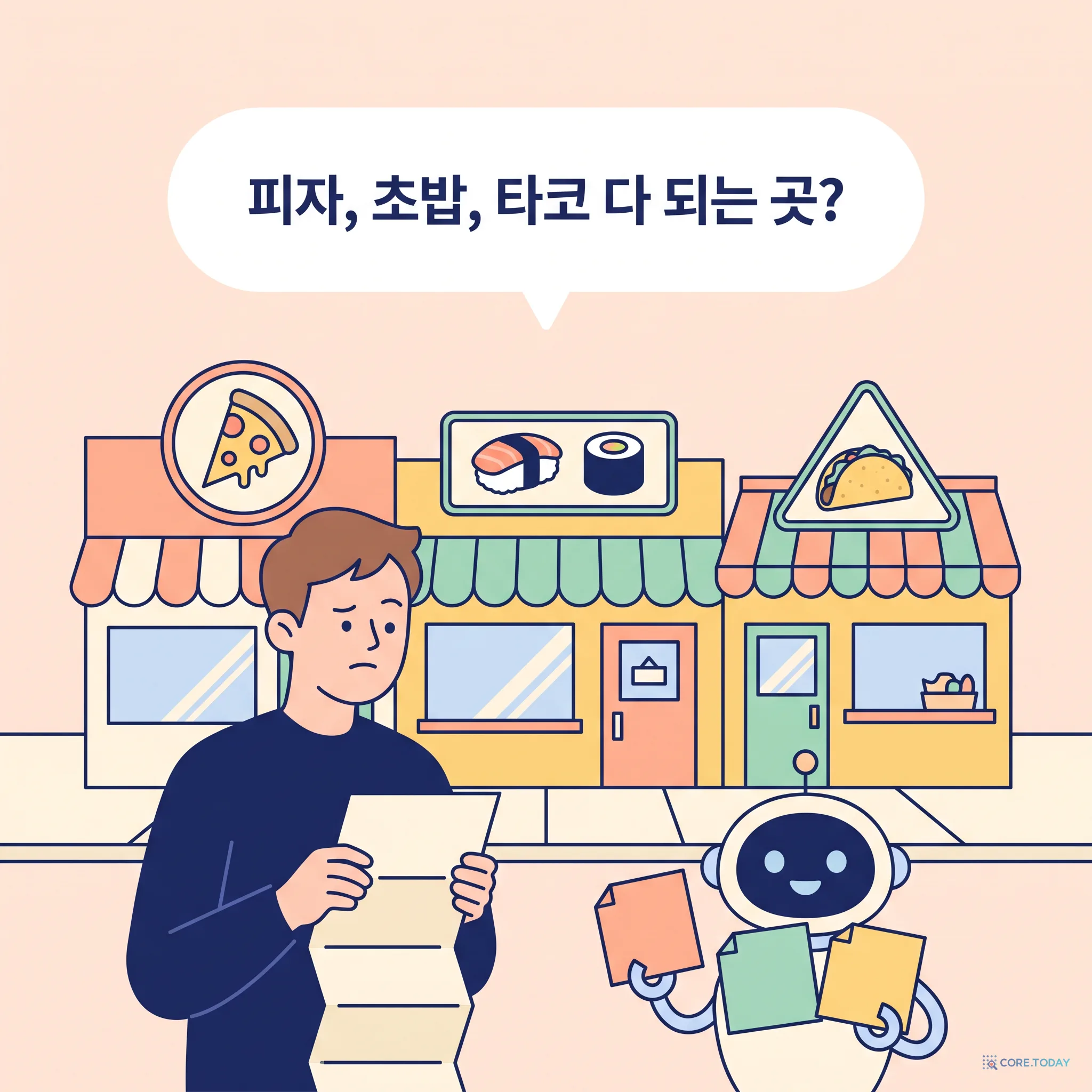 피자, 초밥, 타코 다 되는 곳?