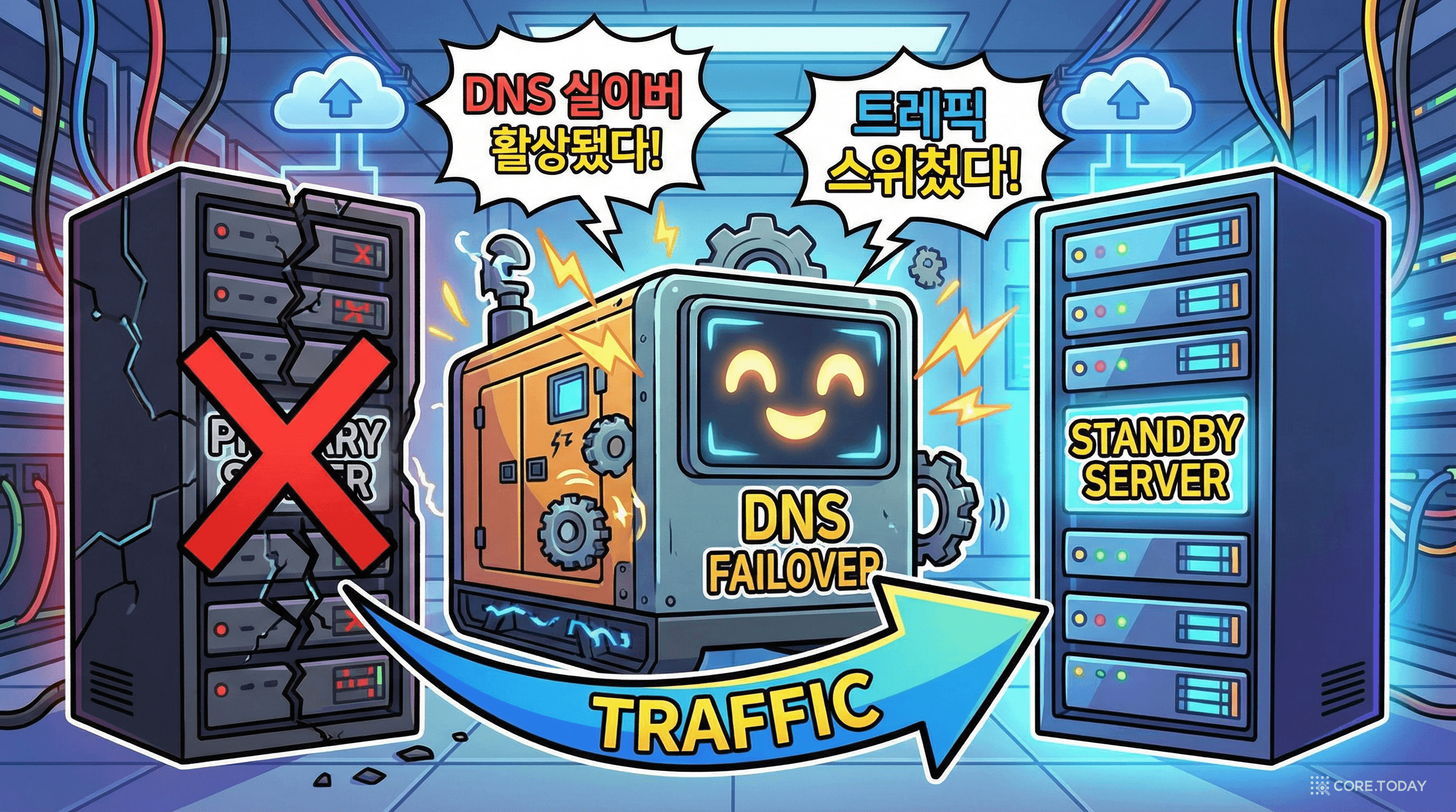 메인 서버가 쓰러지자 백업 서버 히어로가 등장하는 장애 조치