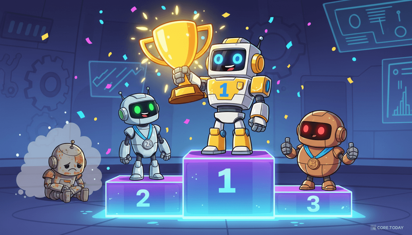 SD(구조적 분해+SWRL)가 우승 트로피를 들고 포디움 1위에 서 있다