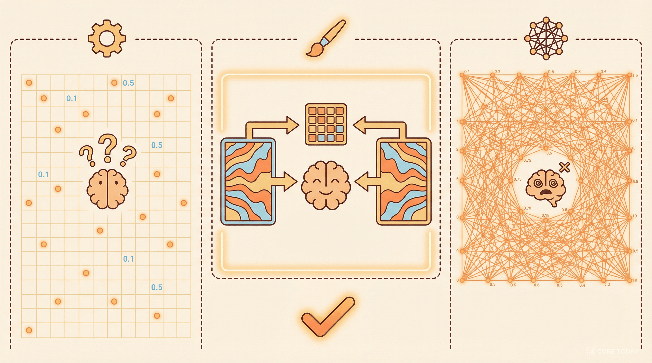 Adam(대각선 점만 봄) vs Shampoo(행/열 구조를 봄) vs 뉴턴법(전체 그리드, 비현실적)