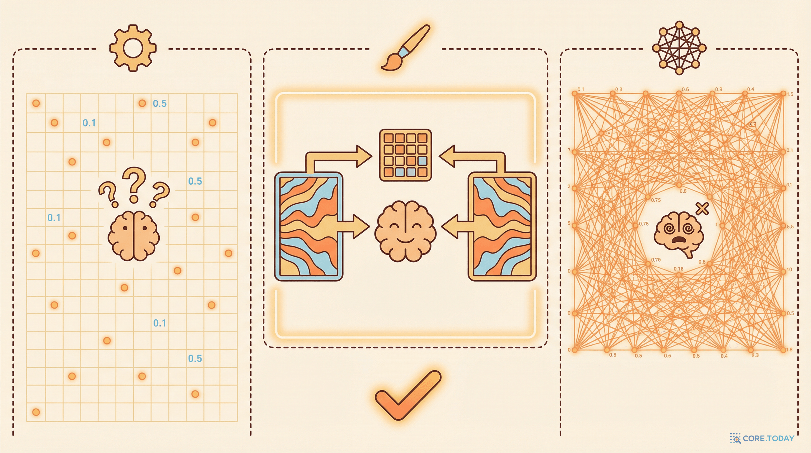 Adam(대각선 점만 봄) vs Shampoo(행/열 구조를 봄) vs 뉴턴법(전체 그리드, 비현실적)