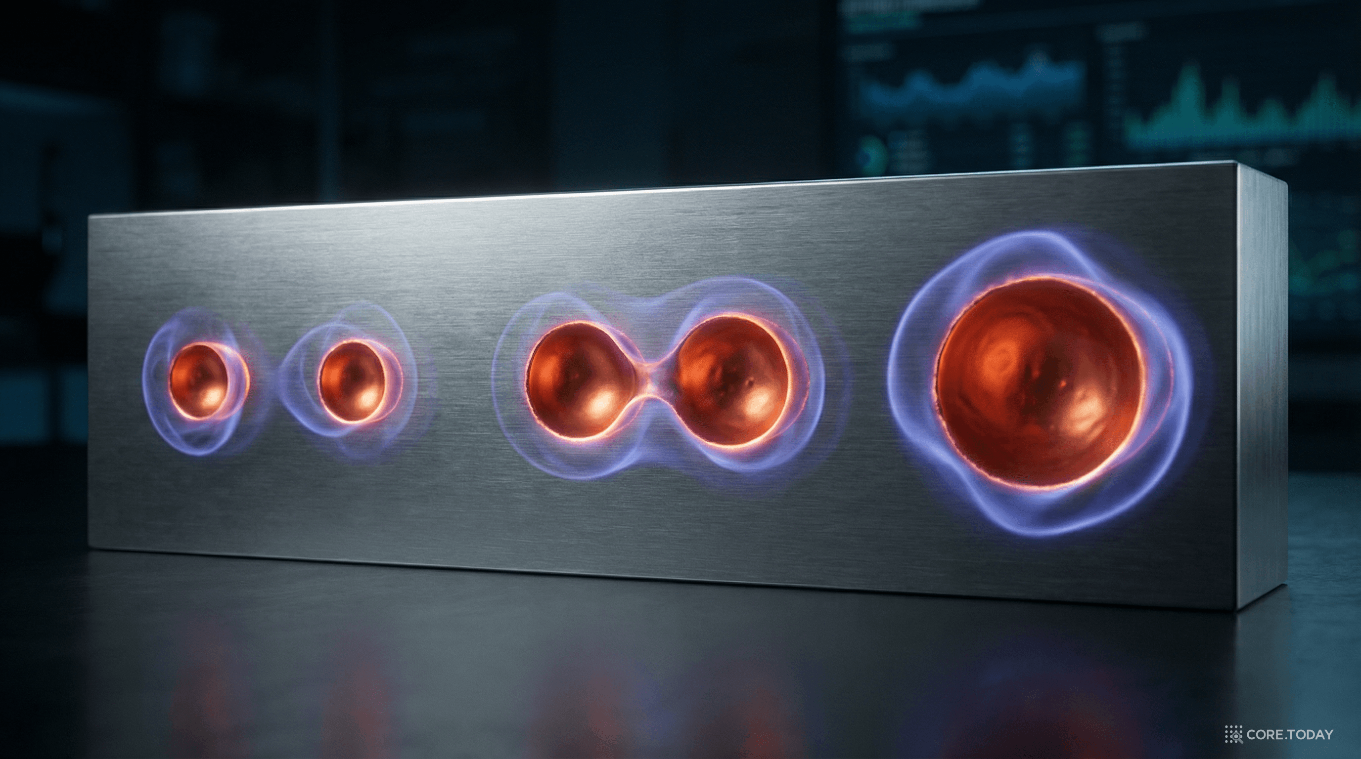 두 부식 피트가 합쳐지는 3D 시뮬레이션