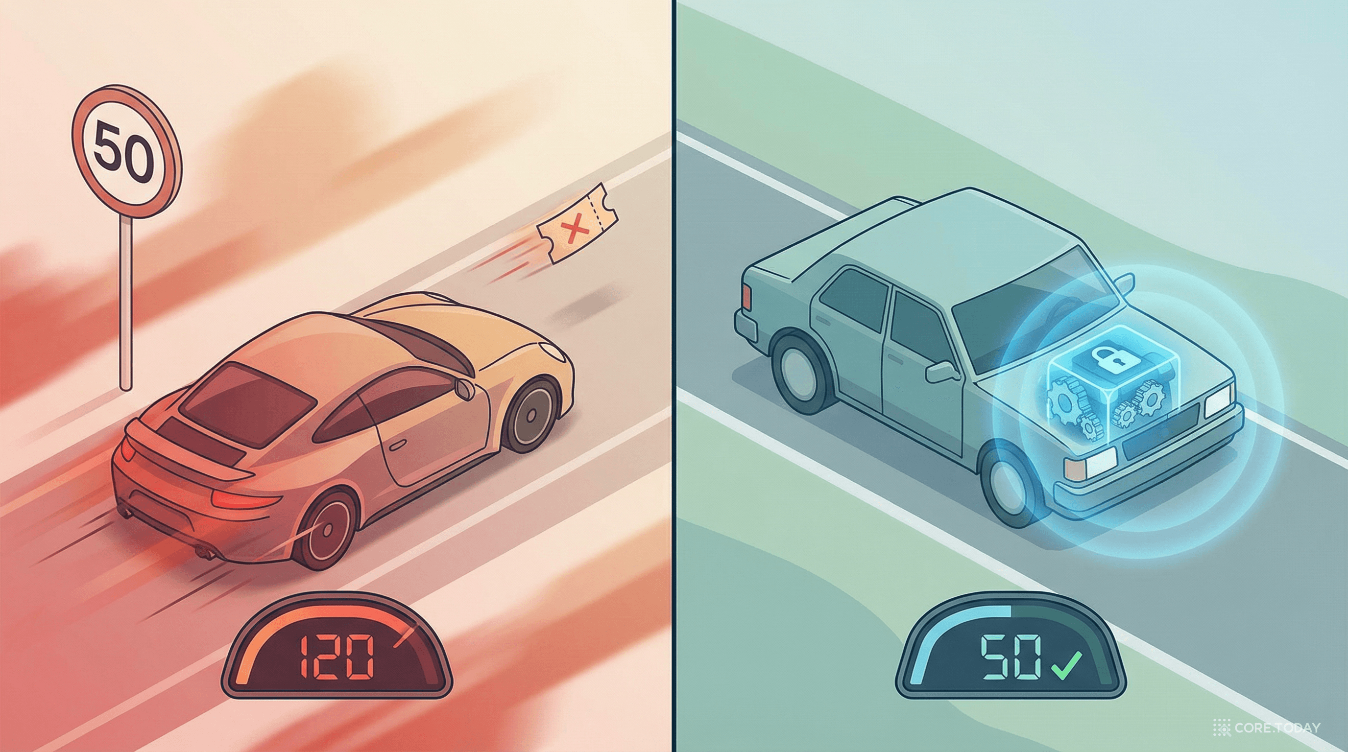 속도 제한 장치 vs 과속 딱지 — 경성 제약 vs 연성 제약