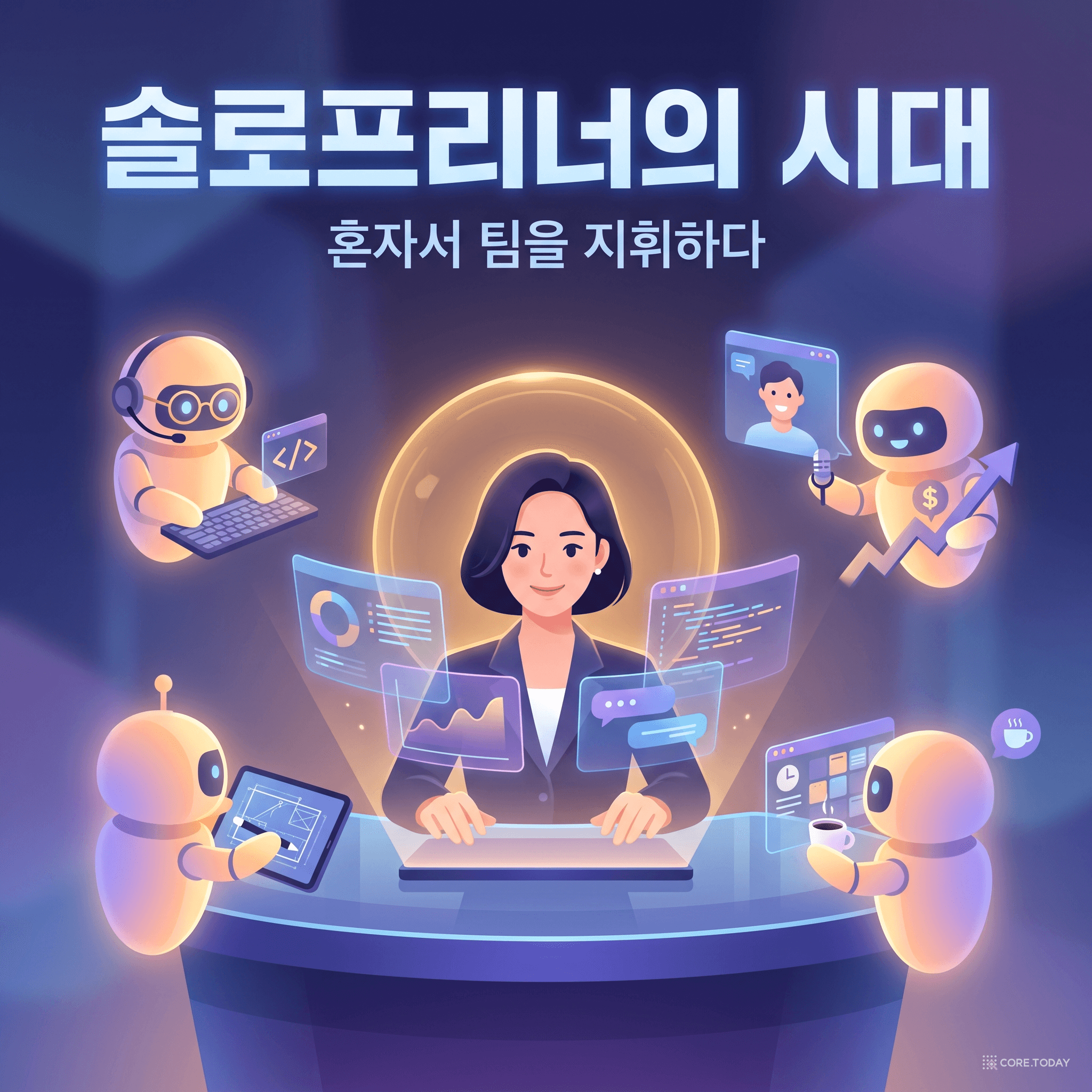 솔로프리너의 시대 — 한 사람이 빛나는 AI 로봇 직원들을 지휘한다
