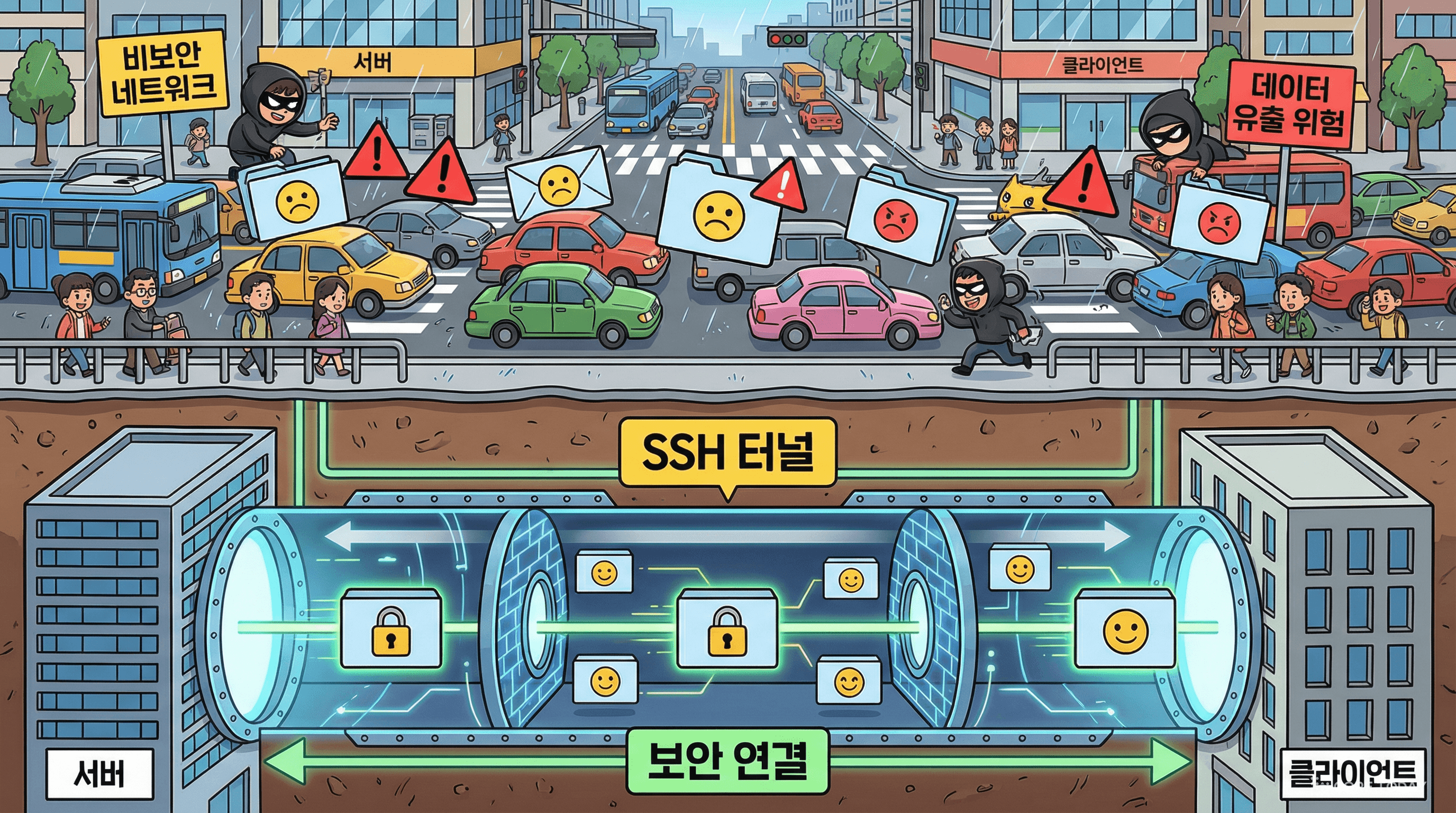 SSH 터널은 두 성을 잇는 안전한 지하 통로