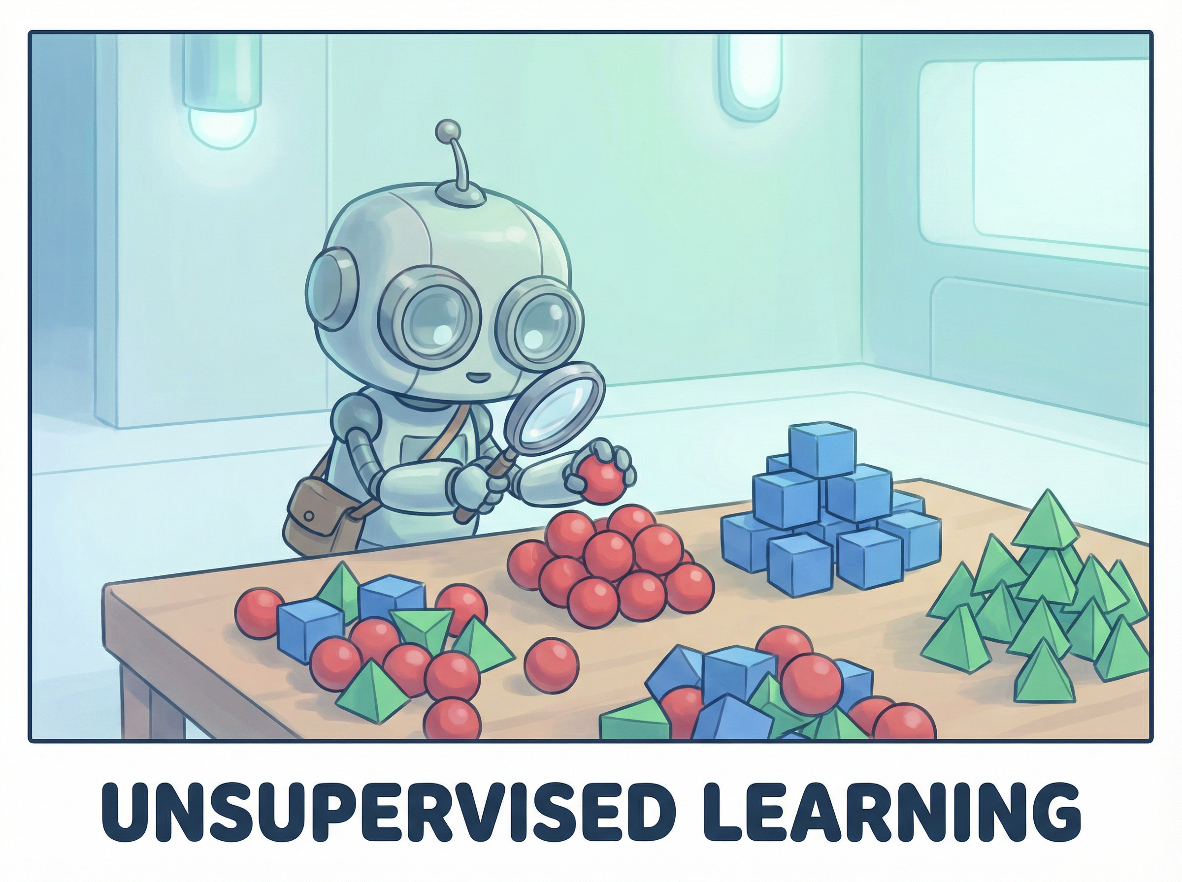 비지도학습 개념 — 라벨 없이 비슷한 것끼리 분류하는 탐험가 로봇