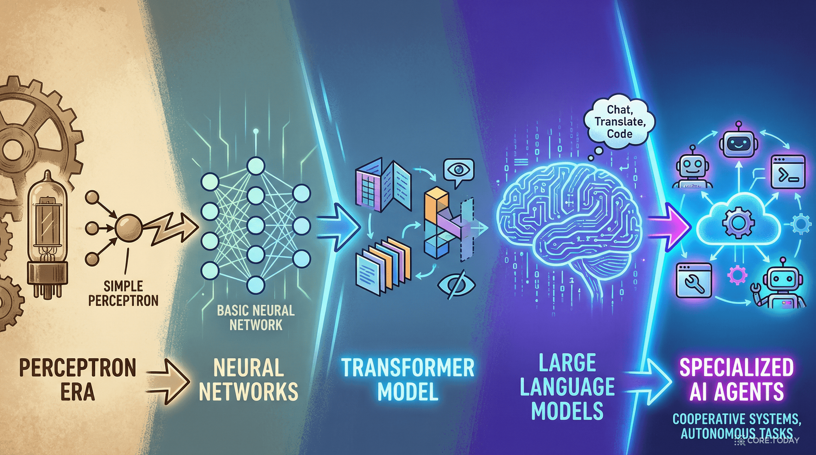 AI 기술의 진화 — 단순한 퍼셉트론에서 멀티 에이전트 시스템까지
