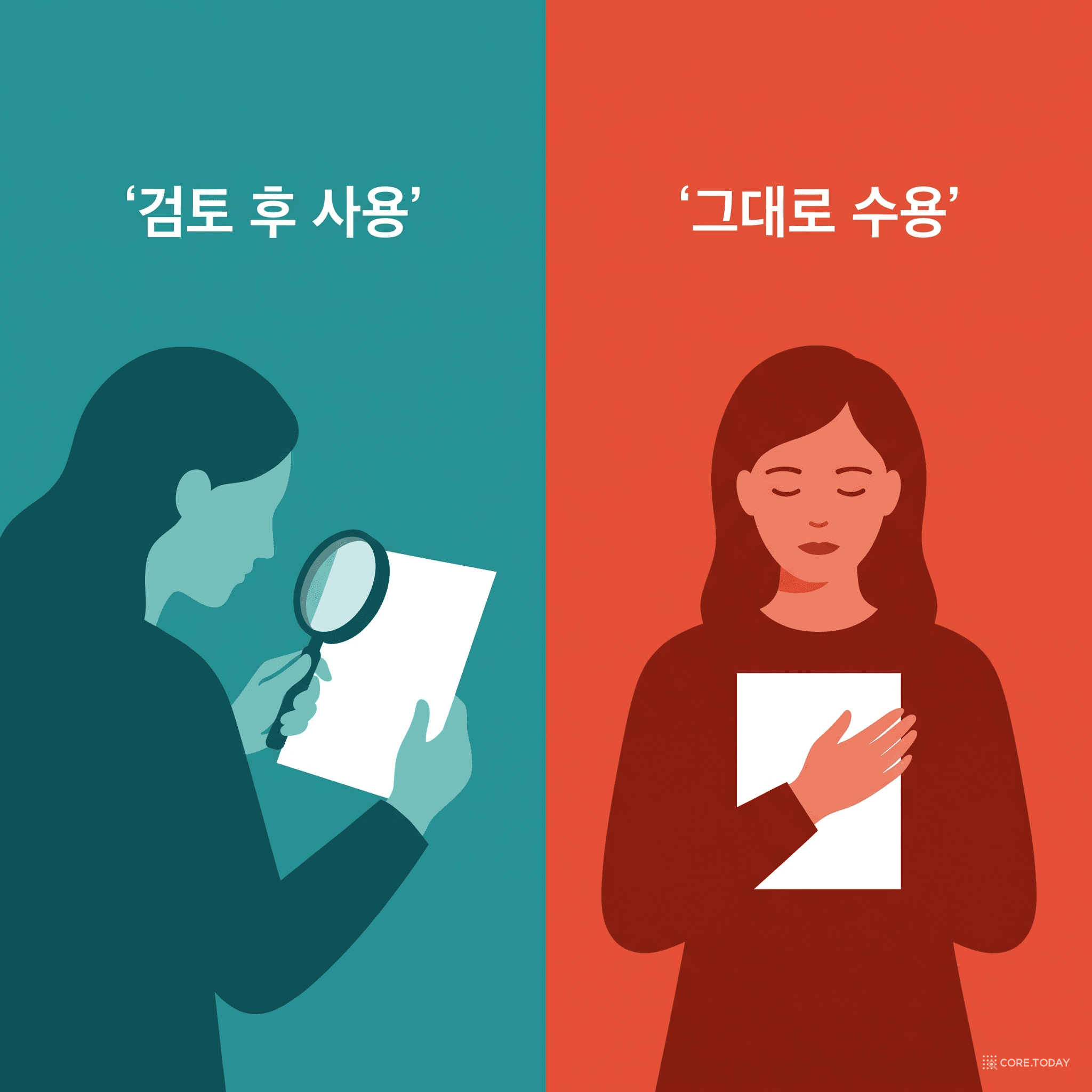 검토 후 사용 vs 그대로 수용