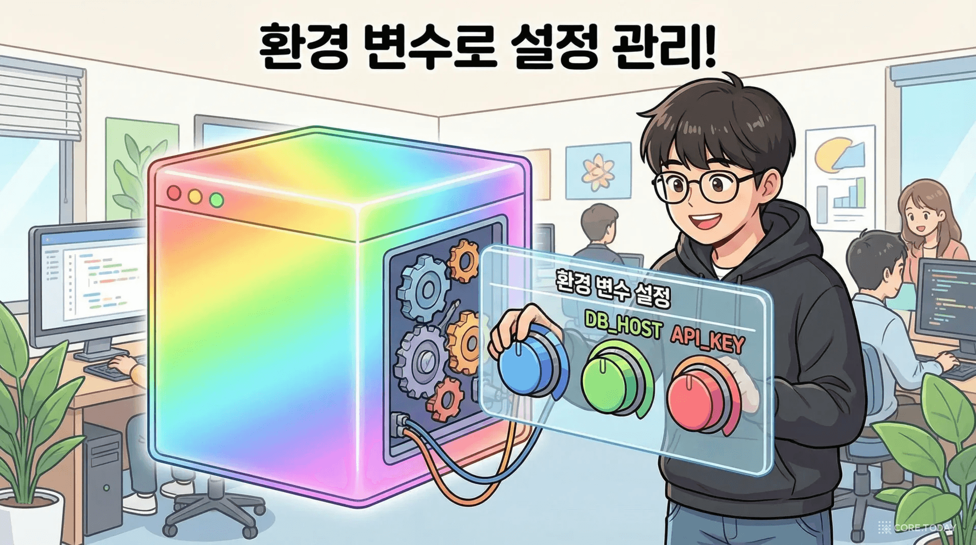 환경변수를 앱 외부의 설정 다이얼로 조절하는 모습