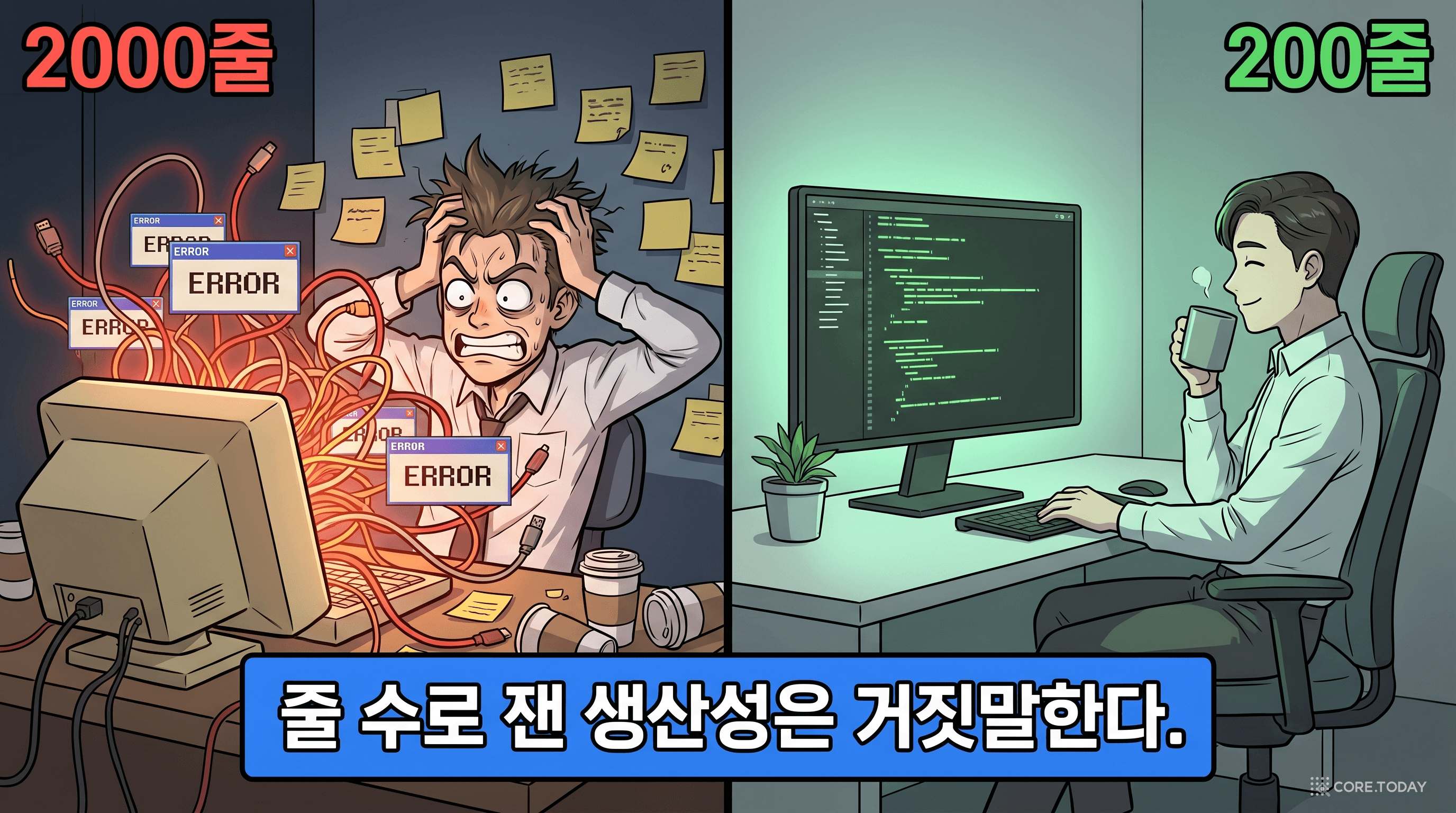 2000줄 vs 200줄 — 줄 수로 생산성을 잴 때 사라지는 것