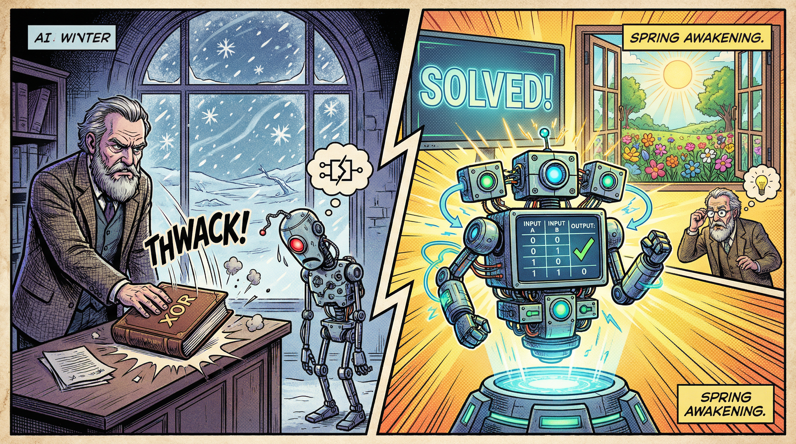 AI 겨울과 봄: 단층 퍼셉트론의 좌절과 다층 네트워크의 부활