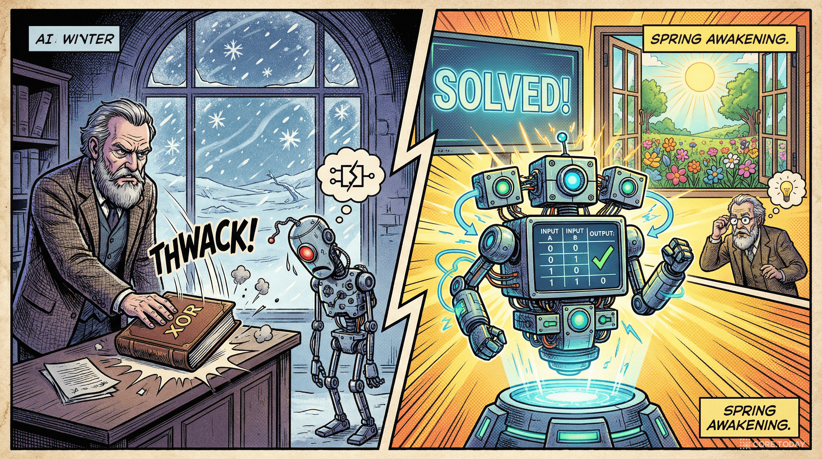 AI 겨울과 봄: 단층 퍼셉트론의 좌절과 다층 네트워크의 부활