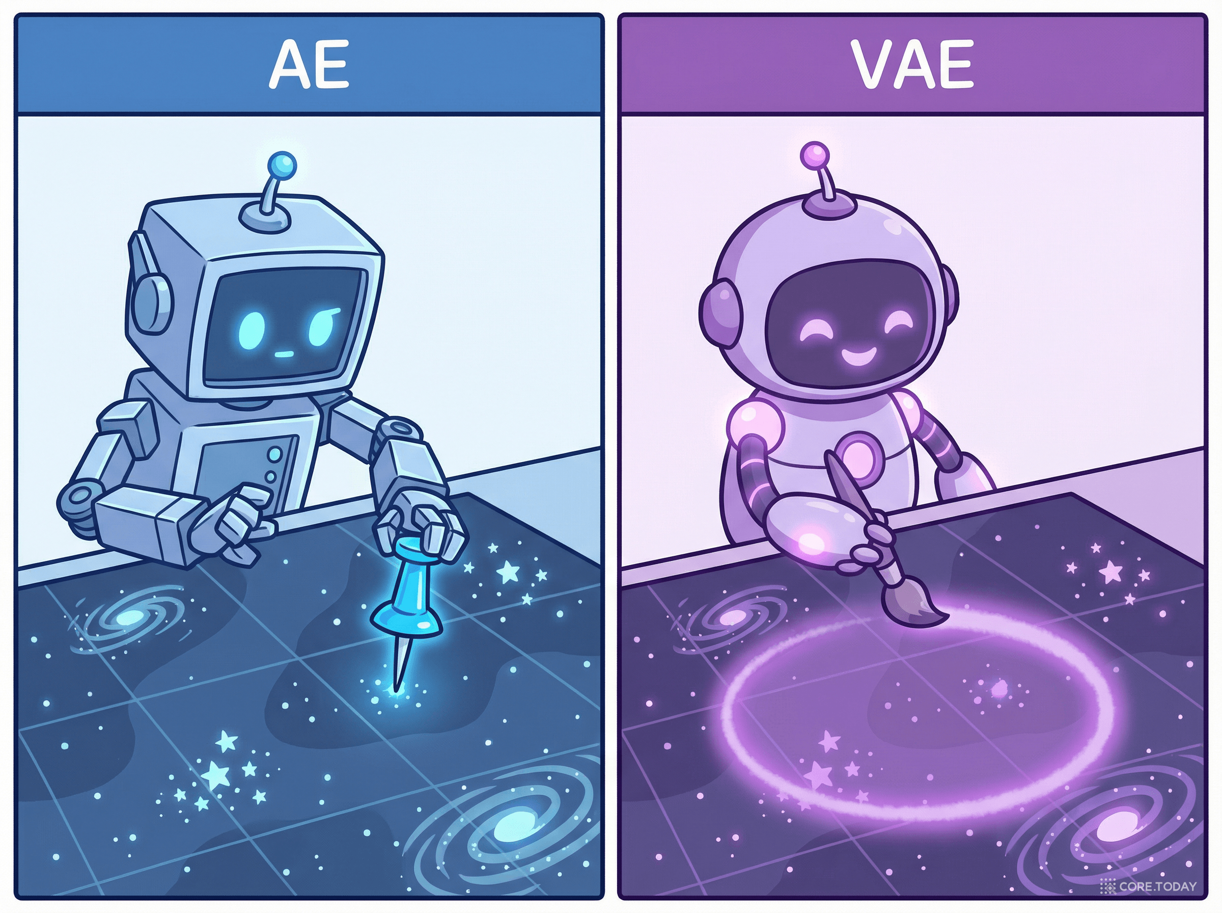 점 하나 vs 확률 분포 — AE와 VAE의 근본적 차이