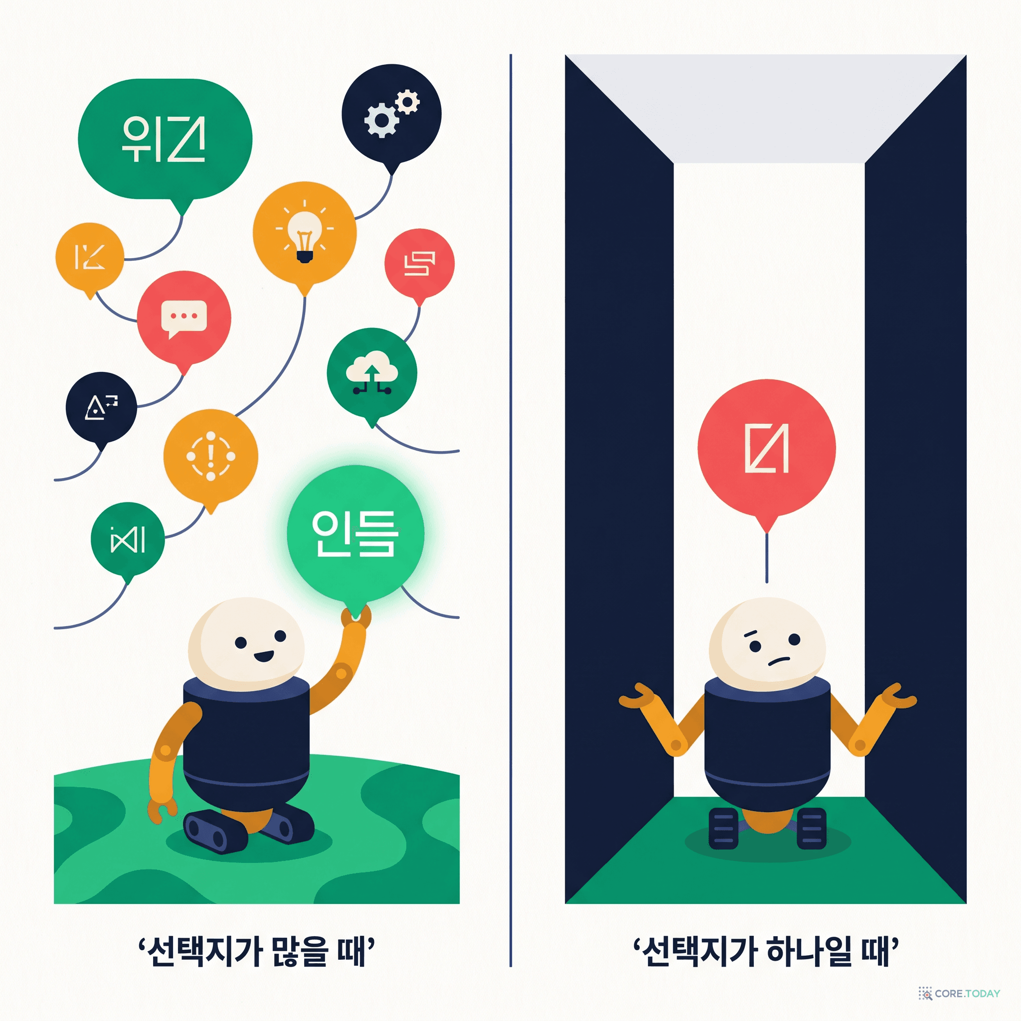 선택지가 많을 때와 하나일 때
