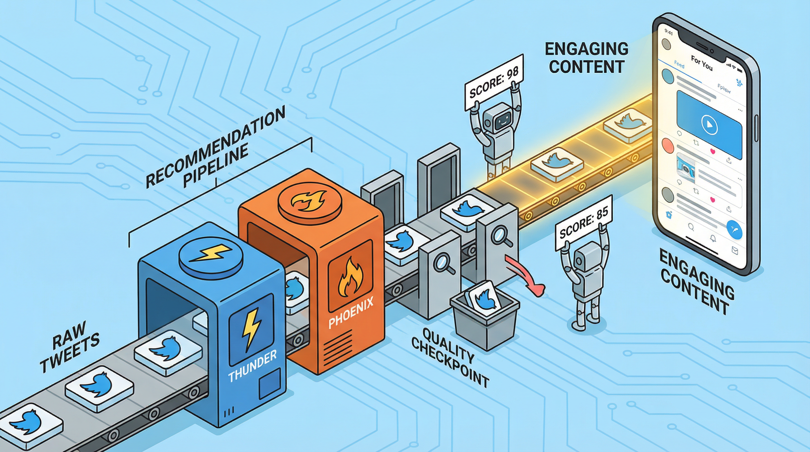추천 파이프라인 — 트윗이 선별되어 For You 피드에 도착하기까지