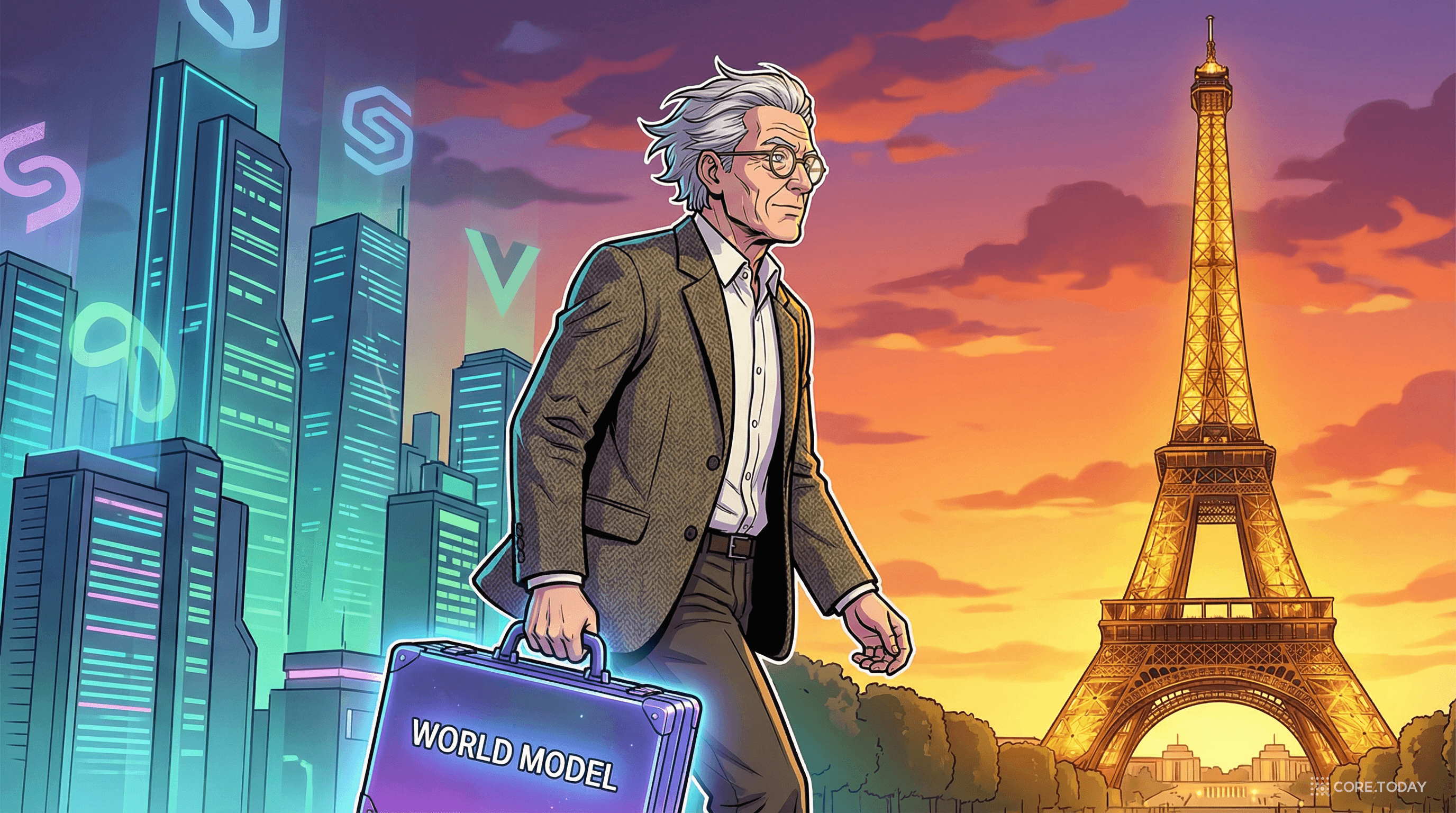 실리콘밸리를 떠나 파리로 향하는 르쿤의 일러스트