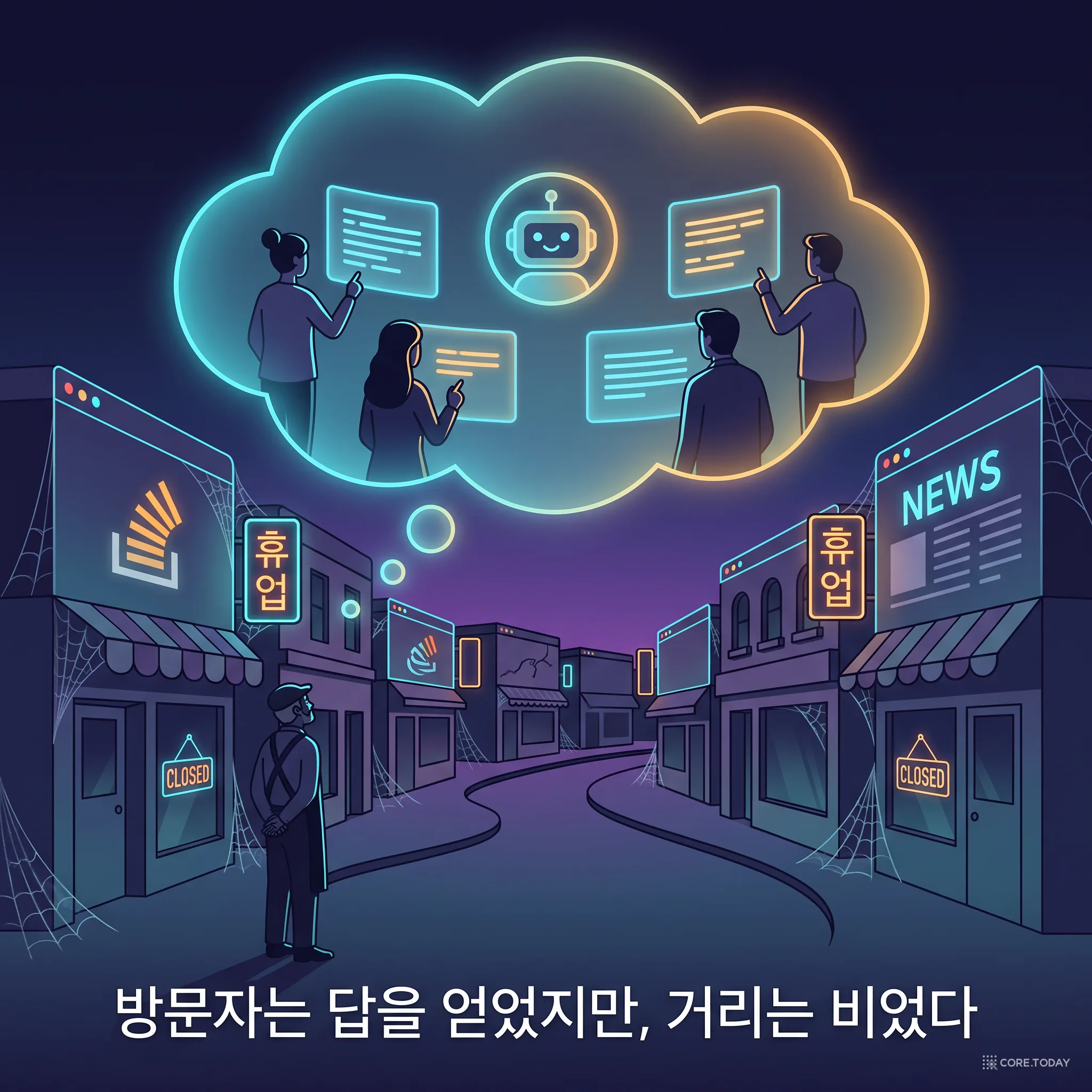 방문자는 답을 얻었지만, 거리는 비었다